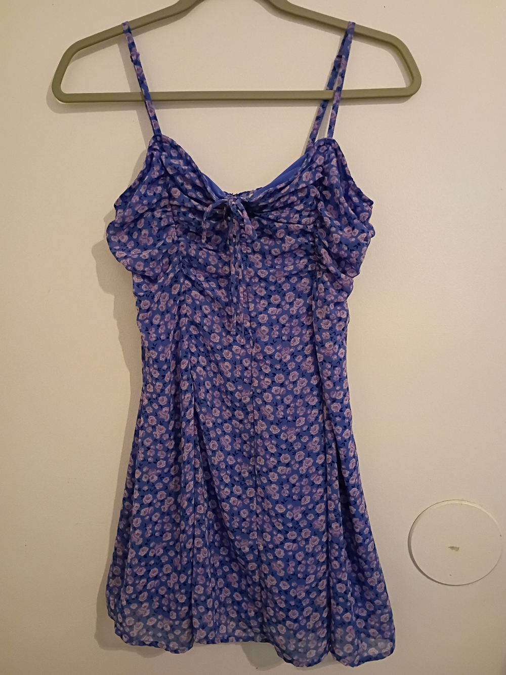 Aeropostale Women's Blue Floral Dress with Purple Accents Y2K Sz M